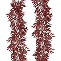 RECUTMS 2Pcs Faux Willow Leaves Vine 6Ft Full Burgundy Fall Garland