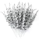 RECUTMS 36Pc Artificial Silver Eucalyptus Leave Stems 14.6in Christmas Pick