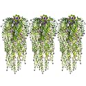 RECUTMS Artificial Hanging Plants Fake Hanging Plant Faux Hanging Plants UV Resistant Plastic Plants for Indoor Outdoor Room Wall Wedding Patio Porch Decor(Purple)