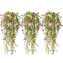 RECUTMS Artificial Hanging Plants with Lights Fake Hanging Spring Flowers