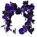 RECUTMS Artificial Maple Leaves with Lights 5.7Ft Fall Hanging 30 Bulbs The Leaf Black for Garland Outdoor Indoor