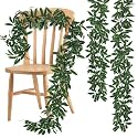 RECUTMS Artificial Olive Leaves Vine Garland with Berry 2Pcs 6.2Ft Silk Ivy