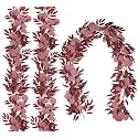 RECUTMS Artificial Silk Eucalyptus Vine Fall Garland with Willow Leaves 2P