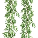 RECUTMS Artificial Silk Willow Leaves Twig Garland 2Pc 6Ft Light Green Vine