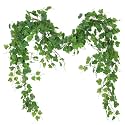 RECUTMS Artificial Vines Ivy Garland 2Pc 6.56Ft Green Grape Leaves Greenery