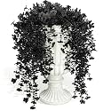 RECUTMS Black Hanging Flowers 3Pcs Artificial Petunias for Outdoors