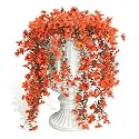 RECUTMS Fake Hanging Plant 3Pcs Artificial Autumn Flowers for Outdoors