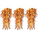 RECUTMS Fall Decor Artificial Flowers Faux Hanging Plants with Lights 3Pcs