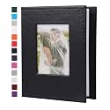 RECUTMS Small Photo Album 4x6 52 Photos Leather Photobook for Wedding Black