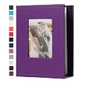 RECUTMS Small Photo Album 4x6 52 Photos Leather Albums for Family Purple