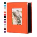 RECUTMS Small Photo Album 4x6 52 Pockets Leather Album for Family Orange