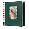 RECUTMS Small Photo Album 4x6 52 Photos Leather Family PhotoBook Dark Green