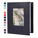 RECUTMS Small Photo Album 4x6 52 Photos Leather Baby Picture Book Dark Blue
