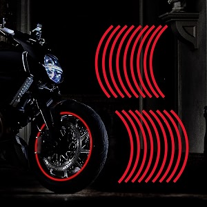 red 18pcs - 1634-1934 reflective wheel rim stripe decal for motorcycle wheels car cycling bike bicycle night reflective safety decoration stripe sticker compatible with g-tr