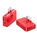 Red 3-Prong Outlet Splitter - Converts 2 to 3 &amp; 3 to 2 Prong, 2 Pack