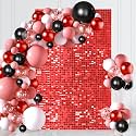 Red Backdrop Sequin Backdrop Shimmer Wall Backdrop 12 Packs for Party Decor Photography Wedding Party Wall Panel, HN-12F RED 10.05