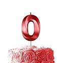 Red Birthday Number 0 Candles for Wedding Party Cake Decorations