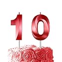Red Birthday Number 10 Candles for Wedding Party Cake Decorations