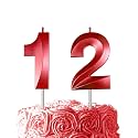 Red Birthday Number 12 Candles for Wedding Party Cake Decorations