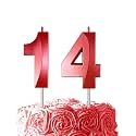 Red Birthday Number 14 Candles for Wedding Party Cake Decorations