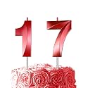 Red Birthday Number 17 Candles for Wedding Party Cake Decorations