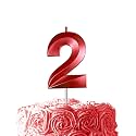 Red Birthday Number 2 Candles for Wedding Party Cake Decorations