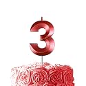 Red Birthday Number 3 Candles for Wedding Party Cake Decorations