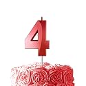 Red Birthday Number 4 Candles for Wedding Party Cake Decorations