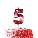 Red Birthday Number 5 Candles for Wedding Party Cake Decorations