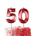 Red Birthday Number 50 Candles for Wedding Party Cake Decorations