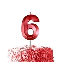 Red Birthday Number 6 Candles for Wedding Party Cake Decorations
