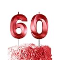 Red Birthday Number 60 Candles for Wedding Party Cake Decorations