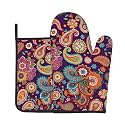 Red Boho Oven Mitts and Pot Holders Sets 2 Pack
