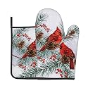 Red Cardinal Oven Mitts and Pot Holders Sets 2 Pack
