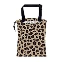Car Trash Bag Abstract Brown Leopard Leak-Proof Car Garbage Bag with Drawstring Foldable Canvas Trash Bin with Adjustable Buckle for Car Accessories, Travelling, Camping