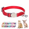 Red Cat Collar with Bell Breakaway Girl Kitten Collar with Bells