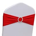 Red Chair Sashes 100 Pack, Red Spandex Chair Bows for Christmas Wedding Party Banquet Decor, Chairs Bands Ties with Buckles for Chairs Decoration