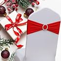 Red Spandex Chair Sashes 50 Pack, Chair Bands for Wedding Christmas Decor