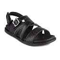 Red Chief Black Leather Casual Sandal For