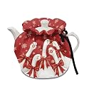 Red Christmas Goose Tea Cosy Cover of Teapots Christmas Tea Pot Dust Cover with Elastic Band Insulated Kettle Cover Breakfast Warmer for Home Kitchen Xmas Decorative Accessories