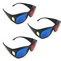 Red Cyan 3D Glasses for YouTube Videos | Anaglyph Red Blue 3D Viewing Eyewear | Hard Scratch-Resistant Lens | Flexible Frame | Home Cinema Projector Compatible | Pack of -3
