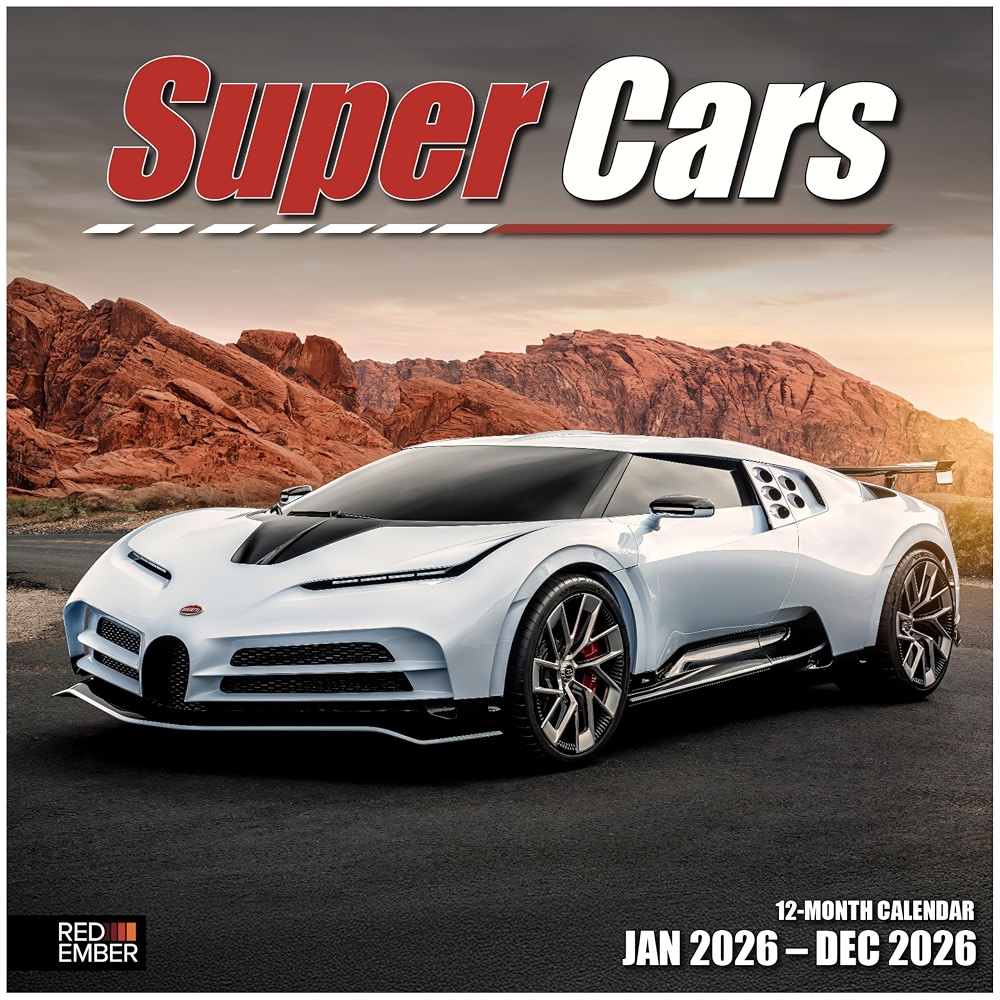 RED EMBER Supercars 2026 Wall Calendar 12 Month | 12 inch x 24 inch ...