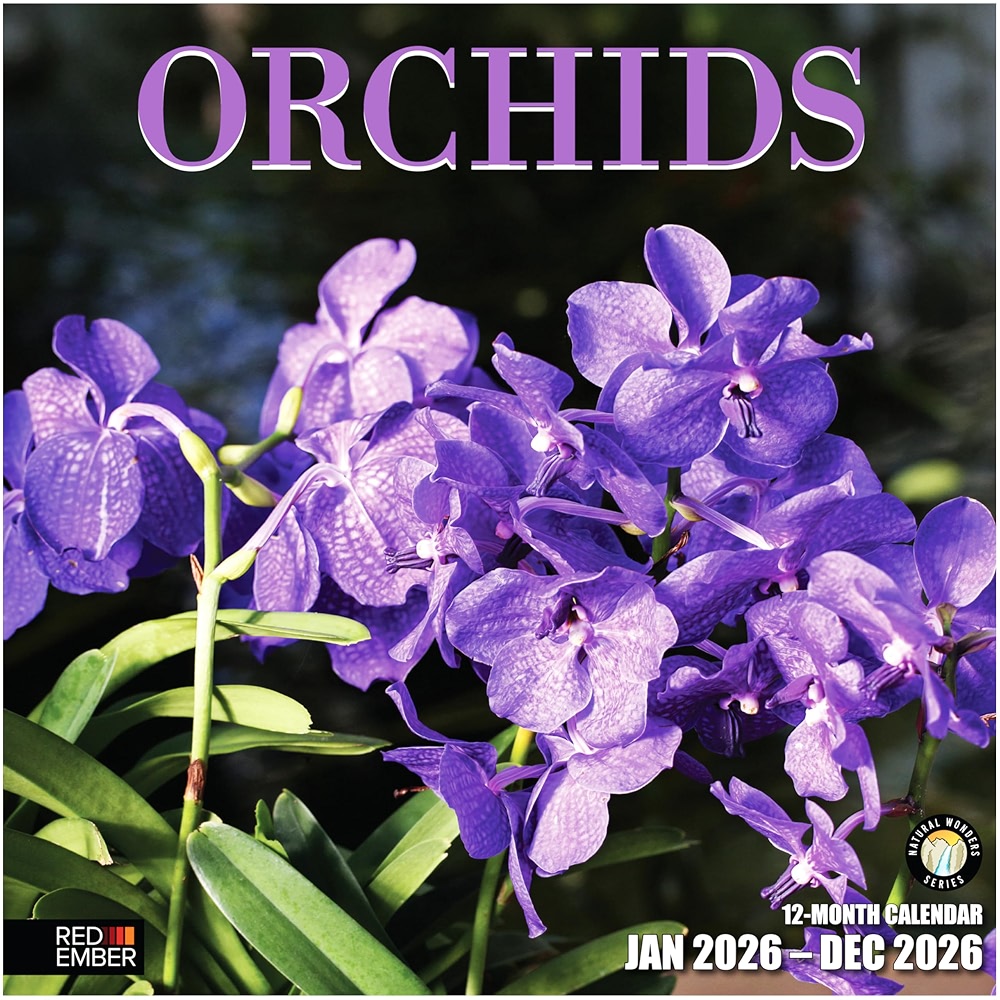 RED EMBER Orchids 2026 Wall Calendar 12 Month | 12 inch x 24 inch Open ...