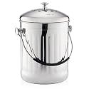 RED FACTOR Premium Compost Bin for Kitchen Countertop - Stainless Steel Food Waste Bucket with Innovative Dual Filter Technology - Includes Spare Filters (Brilliant Steel, 1.3 Gallon)