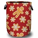 Red Gingersnap Laundry Basket, Christmas Laundry Hamper Collapsible Oxford Cloth with Handle Clothes Storage Bin for Bathroom Laundry Room Bedroom 15.7 X 20 Inch