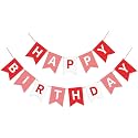 Red Happy Birthday Banner Sign Happy Birthday Bunting Banner Garland for Kids Girl Woman Birthday Tea Party Decorations Bunting Flag Birthday Party Supplies