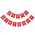 Red Happy Birthday Banner Sign Happy Birthday Bunting Banner Garland for Kids Girl Woman Birthday Tea Party Decorations Bunting Flag Birthday Party Supplies