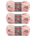 Red Heart Scrubby Stripes Yarn for Dishcloths, Peachy, 3-Pack