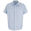 Red Kap Men's Short Sleeve Industrial Stripe Work Shirt, Petrol Blue/Navy