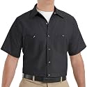 Red Kap Men's Short Sleeve Industrial Stripe Work Shirt, Petrol Blue/Navy